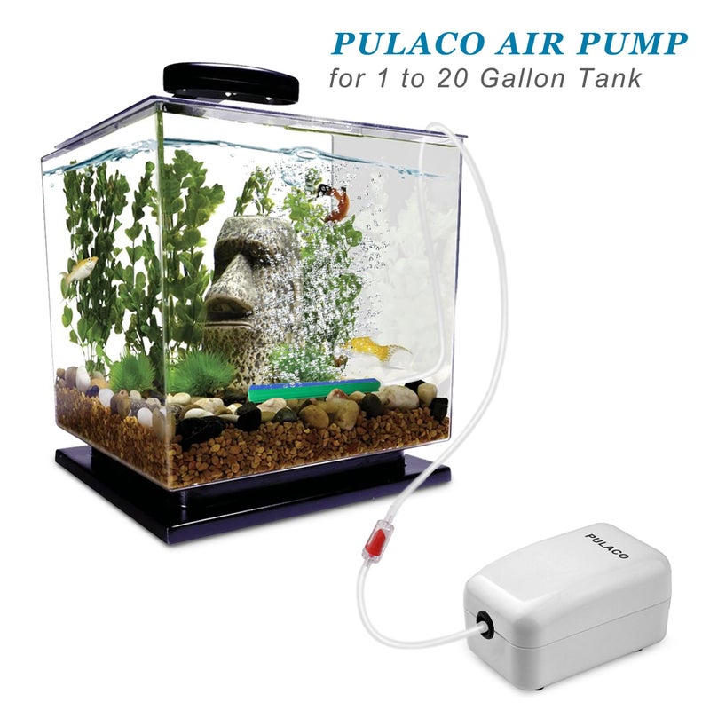 PULACO Ultra Quiet Mini Aquarium Fish Tank Air Pump for 1-20 Gallon Fish Bowl with Air Tube Air Bubbler Stone Check Valve - Image 3